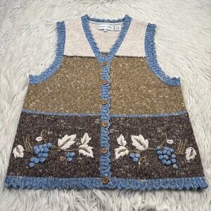 Vintage Baxter Wells Women's L Colorblock Sweater Vest Cottagecore Grandmacore
